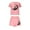 B03-Pink, variant on Fewfanhot Women's Soft Breathable Pajama Set - Round Neck Short Sleeve Sleepwear with Cute Prints, Ideal for Holiday Gatherings and Cozy Nights at Home