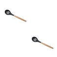 thumbnail image 2 of relayinert Kitchenware Wooden Handle Silicone Shovel Spoon Colander Brush Spatula Tool Missed 2Set, 2 of 6