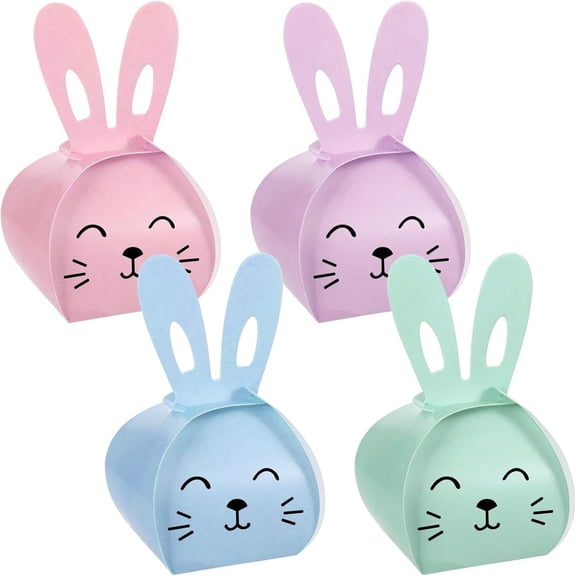 JoyMoreHome 12Pcs Easter Cute Small Bunny Gift Box, Paper Easter Storage Box for Bread, Candy, Cookies, Snacks and Gift