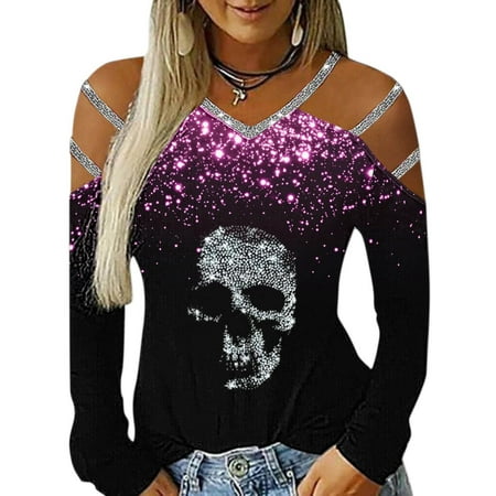 

Bospose Long Sleeve Crop Top Women V-Neck Shirt Corset Top Pink Top Women S Cold Shoulder Tops For Women Tshirts Hollow Out Cold Shoulder Tunic Tops Blouse Shirts Sweaters Lady Heart Bright Brick Prin