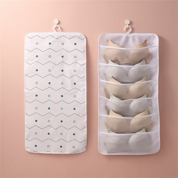 Vikakiooze Non-woven Double-sided Storage Bag Washable Wardrobe Multi-pocket Bra Hanging Bag Door Rear Socks Storage Bag