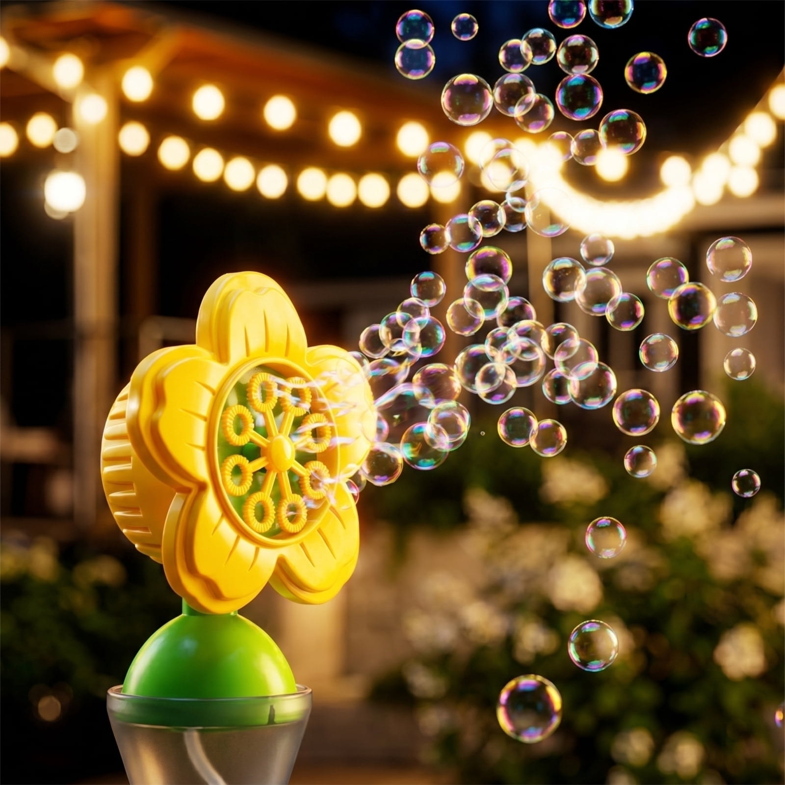 Automatic Bubble Machine, 2026 New Standing Bubble Blower with Lights & Music, Adjustable Height Bubble Maker, Bubble Machine for Parties Birthday Wedding Outdoor (Yellow Sunflowers)