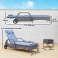 thumbnail image 3 of Outsunny Ensemble de 3 Pcs de Chaises Longues en Rotin pour Patio, Ensemble de Meubles d'Extérieur en Osier PE Inclinable, Réglable et Portable avec Roues et Table d'Appoint, Gris, 3 of 10