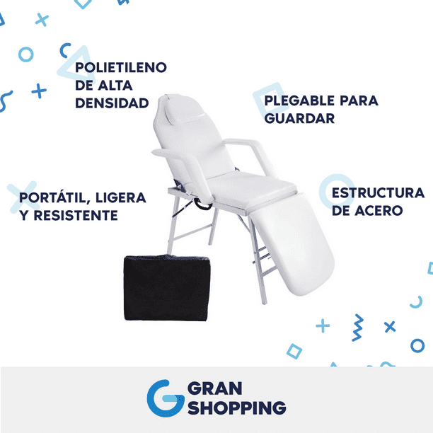 Silla para Faciales y Masajes Gran Shopping AT17369 Portátil Ligera  Plegable Blanco