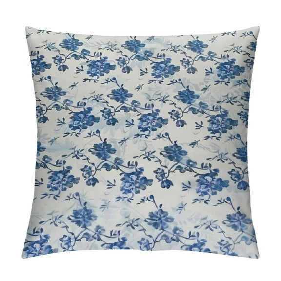 Autua Blue Flowers Graphic Decorative Cushion Throw Pillow Cover for Home Living Room Sofa Bedroom, Multipurpose Pillow Case 1PC 12x12in