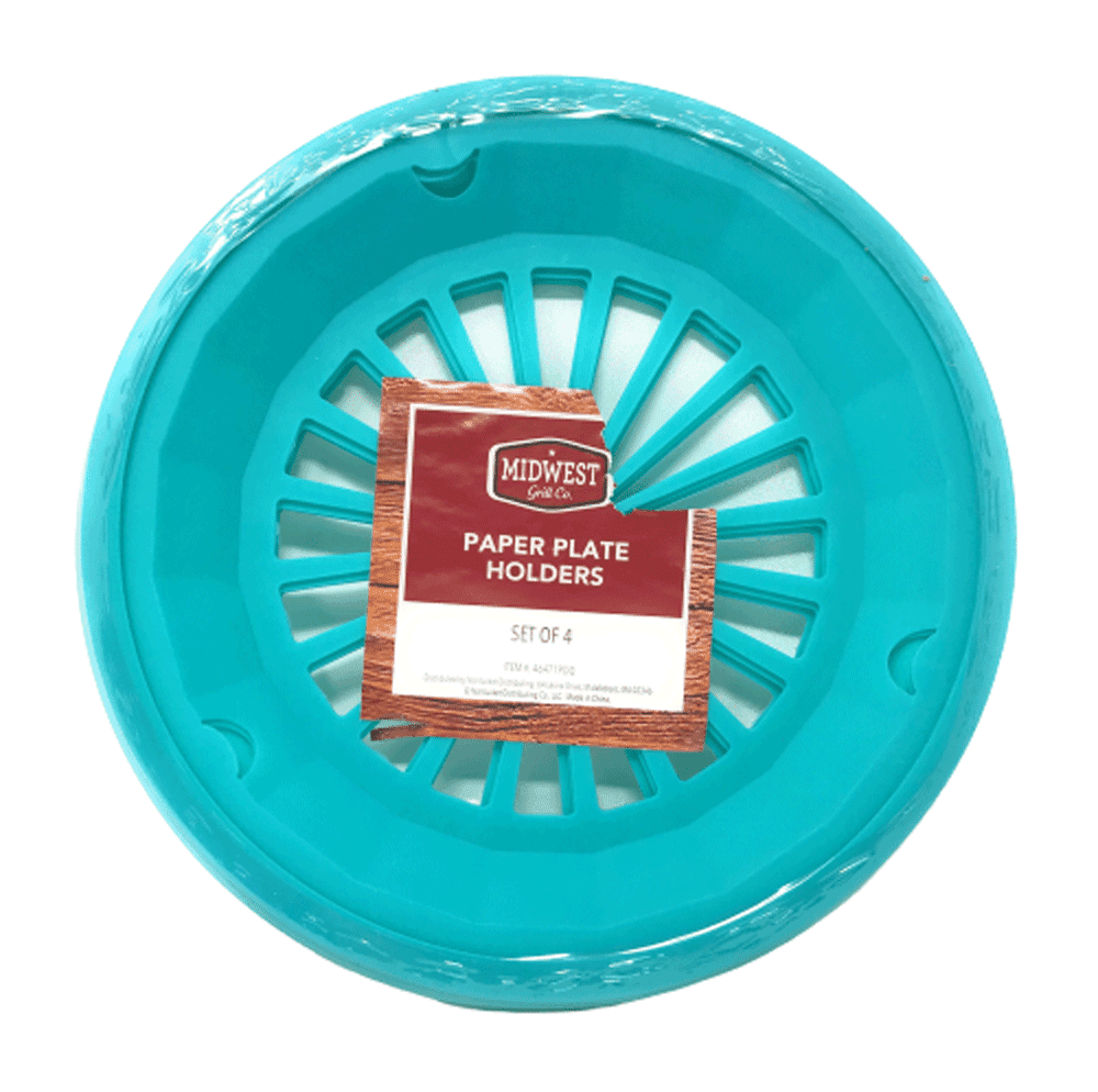 Midwest Grill Co Plastic Paper Plate Holders, Set of 4 (Blue) Walmart
