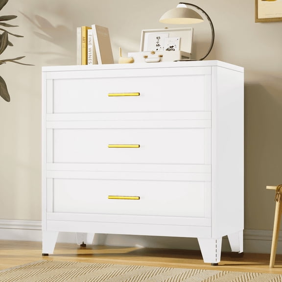 Metal 3 Dresser Chest of Drawers for Bedroom Black White