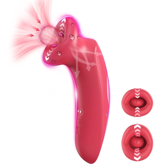 2-in-1 Multifunctional Massager, Mouth Design, 20 Modes,Red