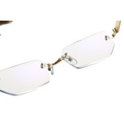 1 Pair Mens Diamond Shape Rimless Blue Light Blocking Reading Glasses Metal Readers +0.75