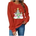 thumbnail image 2 of Xdegoge Christmas Long Sleeve Shirt for Women Christmas Tree Graphic Sweatshirt Funny Snowman Tops Casual Loose Fitting Pullover Fashion Sweatshirts, 2 of 3