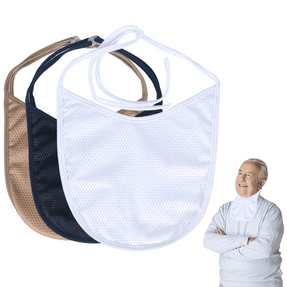 Ehucon 3-Pack Tracheostomy Cover, Breathable Stoma Protector with Adjustable Straps for Post-Surgery Care - Small (White, Navy, Khaki)