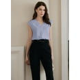 thumbnail image 2 of Camiseta sin mangas EVALESS Summer para mujer con cuello en V plisada Beau Blue M, 2 of 5