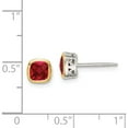 thumbnail image 4 of 14K/Silver Two-Tone Sterling Silver With 14K Accent Created Ruby Square Stud Earrings (6.5 X 6.5) Made In Thailand qtc1730, 4 of 5