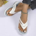 thumbnail image 5 of Women's Platform Wedge Flip-Flop Slip-On Summer Beach Comfortable Low Top Walking Shoes Outdoor Party Travel Fashion Slide Sandals, 5 of 5