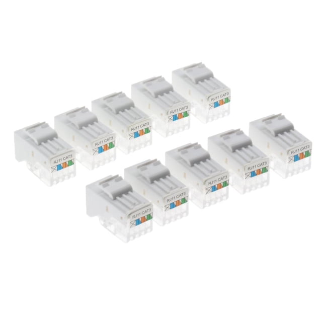 10Pcs Jack RJ11 8P4C Teléfono Teléfono Modular Blanco Baoblaze Jack trapezoidal