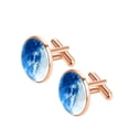 thumbnail image 2 of HemaKayy Cufflinks for Men, Classic Wedding Business Shirt Cuff Links Personalized Gifts Father Grandfather Dad Husband Boyfriend Tie Clip, Round - Rose Gold - Unique Marble Texture, 2 of 7