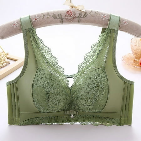 Fznquz Lace Bras for Women Plus Size Clearance Breathable Balconette No Underwire Comfort Green Everyday Bra