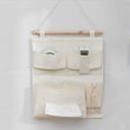 thumbnail image 1 of Bolsa de almacenamiento de pared para colgar | Organizador de tela de lino y algodón | Ahorro de espacio detrás de la puerta | Multi Bolsillo para Dormitorio, Adulto, Hogar, Oficina | Blanco | 13,97, 1 of 5
