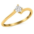 thumbnail image 2 of Yellow Tone, Simulated Cubic Zirconia Size-6 Bypass Solitaire Wedding Engagement Ring 925 Sterling Silver, 2 of 5