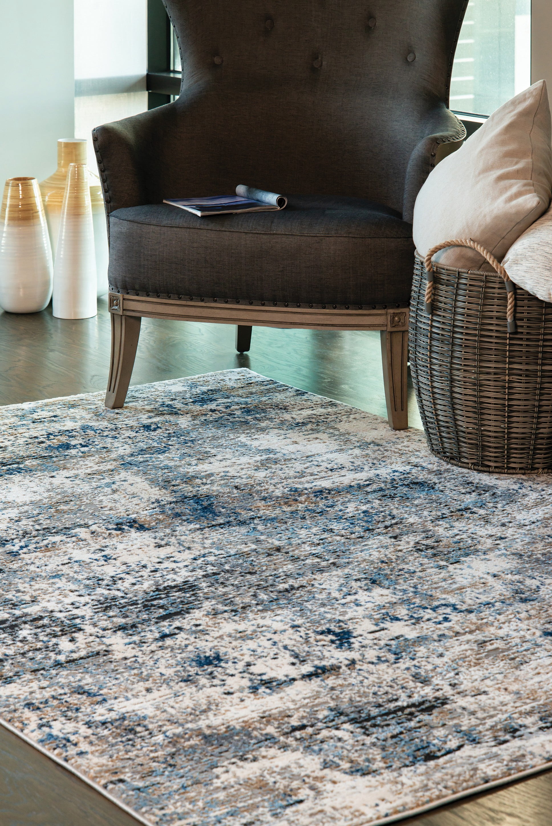 United Weavers Hyperion Enceladus Transitional Abstract Area Rug, Blue, 5'3" x 7'2"