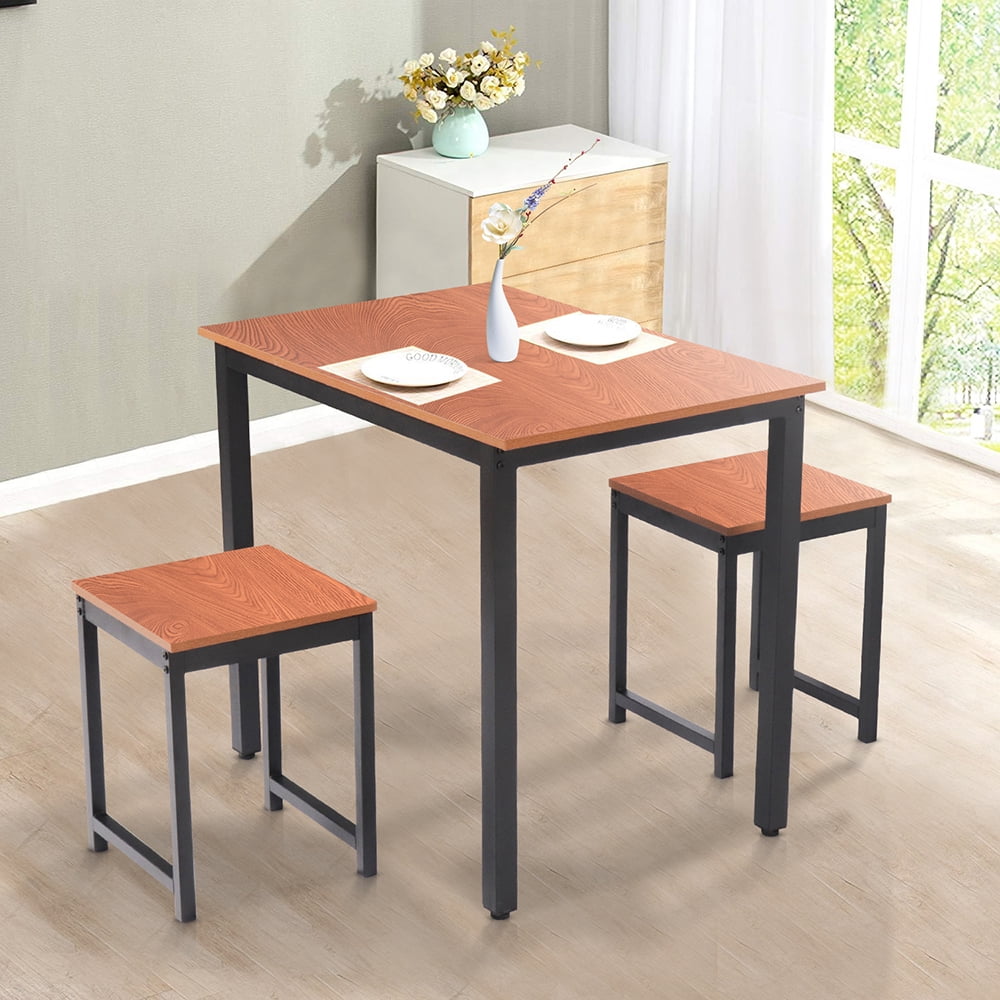 Kepooman Kitchen Table Dining Set, 3 Piece Wood Square Table and Chair for 2 Person, Rustic Brown Kepooman Kitchen Table Dining Set, 3 Piece Wood Square Table and Chair for 2 Person, Rustic Brown