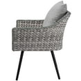 thumbnail image 6 of Contemporary Modern Urban Designer Outdoor Patio Balcony Garden Furniture Side Dining Armchair Chair, Set of Two, Fabric Rattan Wicker, Grey Gray, 6 of 6