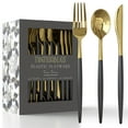 thumbnail image 2 of Crown Display 120-Pc Elegant Disposable Silverware - Premium Plastic Cutlery - Black Gold, 2 of 8