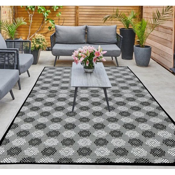 Alfombra para patio exterior ARSUK 150 x 100 cm resistente a la intemperie y plegable