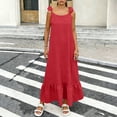thumbnail image 2 of Crunowin Backless Cami Dresses for Women, Casual Lounge Dress Sleeveless House Dress Long Sundress with Back Tie Red M, 2 of 8