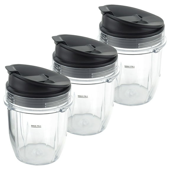 3 Pack 12 oz Cup with Sip & Seal Lid Replacement Part Compatible with Nutri Ninja Auto-iQ 426KKU450 408KKU641