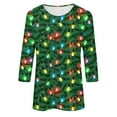 thumbnail image 5 of Blmnix Crew Neck Women's Tops Green Christmas 3/4 Sleeve Basic Fall Shirts for Women, 5 of 5