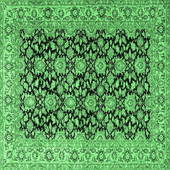 Ahgly Company Indoor Square Persian Emerald Green Traditional Area Rugs, 3' Square