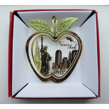 New York City Big Apple Brass Christmas Ornament Statue Of Liberty Empire State Building Souvenir (New York Best Souvenirs)