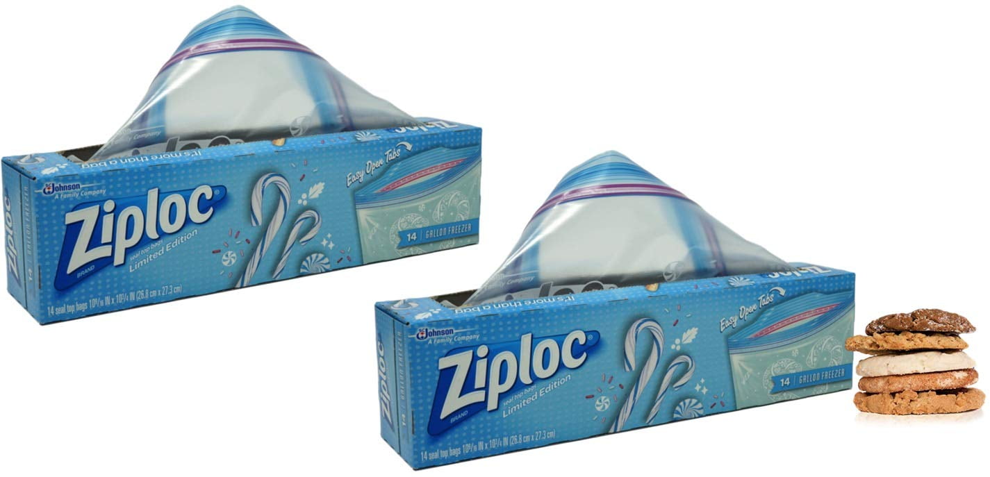 Holiday Ziploc Bags Holiday Cookies Gallon Ziploc Freezer Bags, 2 Boxes