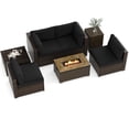 thumbnail image 2 of Costway Ensemble de Mobilier d'Extérieur 7 Pcs avec Table à Foyer de 32 Pouces et Cache-Réservoir de Propane Noir, 2 of 10