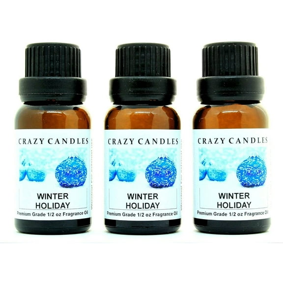 Crazy Candles Winter Holiday (Made in USA) 3 Bottles 1/2 Fl Oz Each (15ml) Premium Grade Scented Fragrance Oil (Aroma, Rum Fruitcake, Spicy Fruit Aroma)