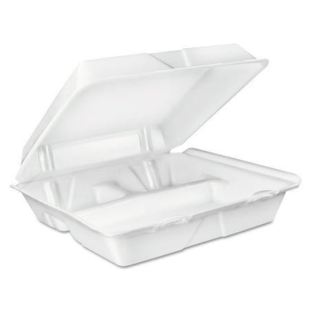 - Dart Large 3-Compartment White Foam Carryout Food Container