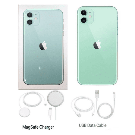 Pre-Owned Apple iPhone 11 - 4G smartphone - dual-SIM / Internal Memory 64 GB - LCD display - 6.1" - 1792 x 828 pixels - 2x rear cameras 12 MP, 12 MP - front camera 12 MP - AT&T - GREEN