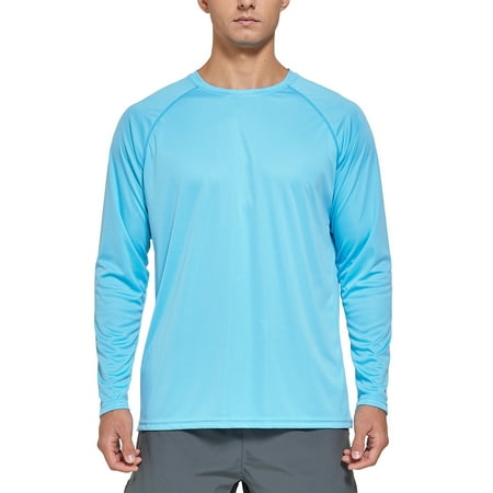 FEDTOSING Men s UPF 50+ Long Sleeve Shirts Sun Protection SPF/UV Fishing Hiking T-Shirts Blue
