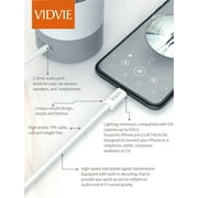 VIDVIE iPhone Compatible Aux Cable Jack Audio Connector Data Sync Cable AL1108 5 Feet 3.5mm Auxiliary Cable (iPhone Audio Link to Car Jack, Headphones & Speakers) (White) Support All iOS Version
