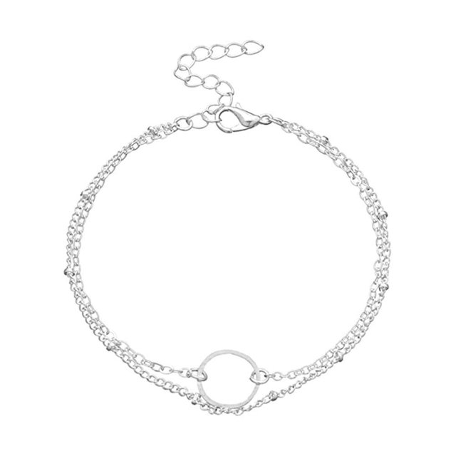 Pulsera De Anillo Hueco Geométrico Para Mujer, Pulsera De Doble Cadena De Aleación, Accesorios De Boda Para Fiesta, Regalos De Joyería Para Mamá, Mujer, Esposa Y Niña Advancent AP006149-02