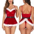 thumbnail image 2 of Fimkaul Women's Underwear Bodysuit Plus Size Christmas Jumpsuits Pajamas Sleeveless Underwear Overalls Red L, 2 of 7