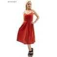 thumbnail image 4 of BadPiggies Women's Plus Size Midi Dress Casual Spaghetti Strap Cami Sleeveless V-neck Solid Sundress for Party Summer Beach (S, Orange), 4 of 6