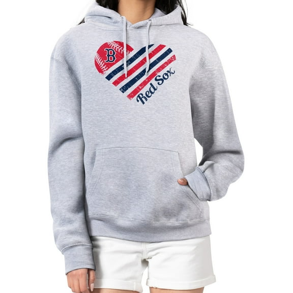 Women's G-III 4Her by Carl Banks  Heather Gray Boston Red Sox Heart Fleece Pullover Hoodie
