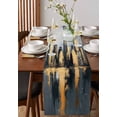 thumbnail image 4 of Gold Black Building Table Runner Cotton Linen 120 Inch Holiday Dresser Scarves, Modern Chic City Oil Painting Tablerunner for Kitchen Coffee Dining Bedroom Living Room Dinner Scarf Décor 13''x120'', 4 of 9