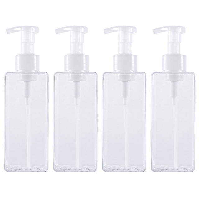 4pcs 650ml Botella de loción tetragonal de gran capacidad Botella de emulsión Champú de lavado Ducha Gel Bomba Botella Botella de viaje portátil para uso en el hotel (Transparente)