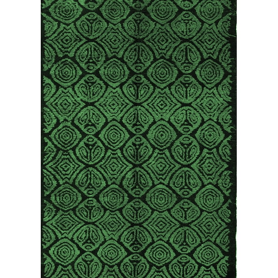 Ahgly Company Indoor Rectangle Abstract Emerald Green Modern Area Rugs, 6' x 9'