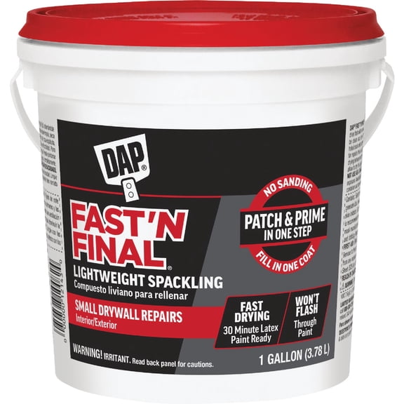 DAP Fast'N Final Lightweight Spackling - Durable White - 1 Gal — Residential Use, Standard Application
