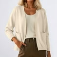 thumbnail image 2 of Womens Lightweight Open Front Casual V-Neck Long Cardigan Sweater with Pockets Beige1, S, 2 of 4