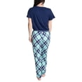 thumbnail image 4 of Hanes Women's Step Into Spring Short Sleeve V-neck Top and Jogger Sleep and Lounge Set, Navy/Plaid, Petite/X-Small, 4 of 4